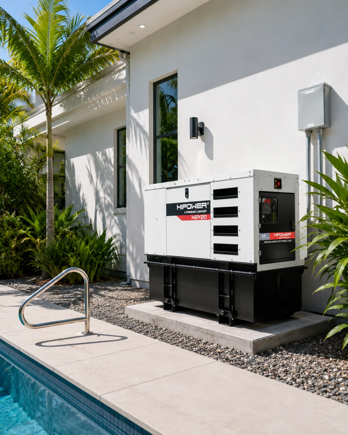 HSY-20 instalado junto a piscina en una residencia