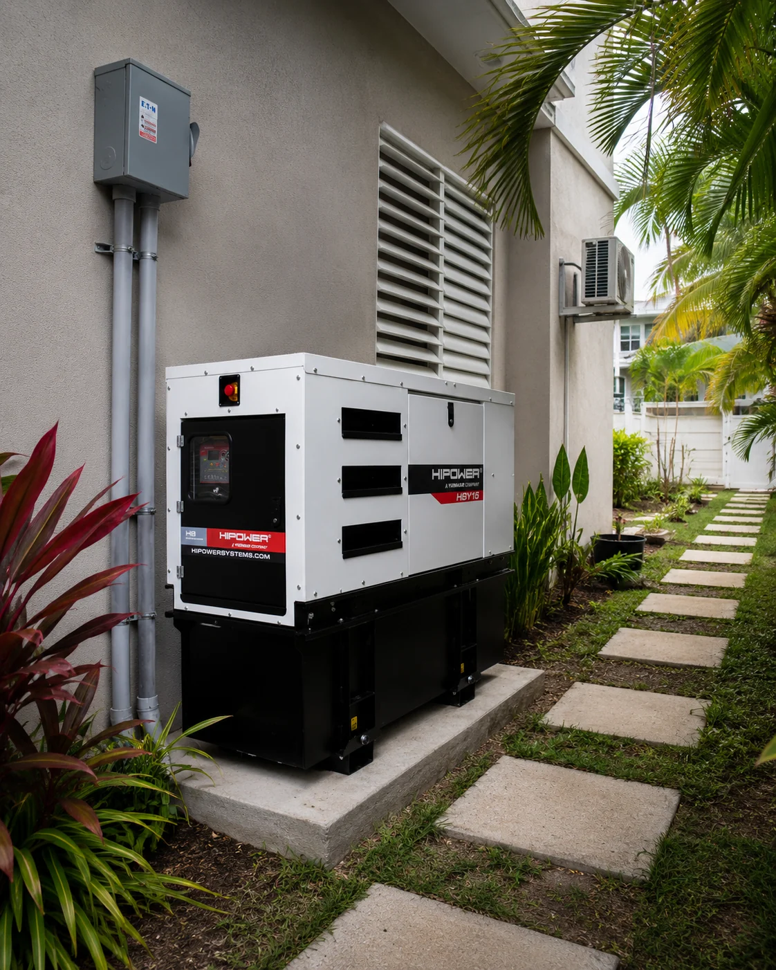 HSY-15 instalado en lateral de residencia con sendero